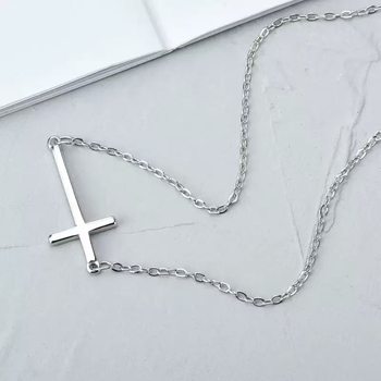 Korean and Japanese Fashion Copper-Plated Silver Chain Cross Necklace Short Clavicle Chain Ins Versatile Temperament Choker Direct from Manufacturer