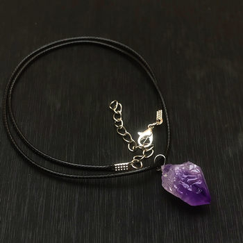 Natural Women's Amethyst Pendant Transparent Fantasy Lavender Purple Raw Stone Halter Necklace Crystal Jewelry Gift