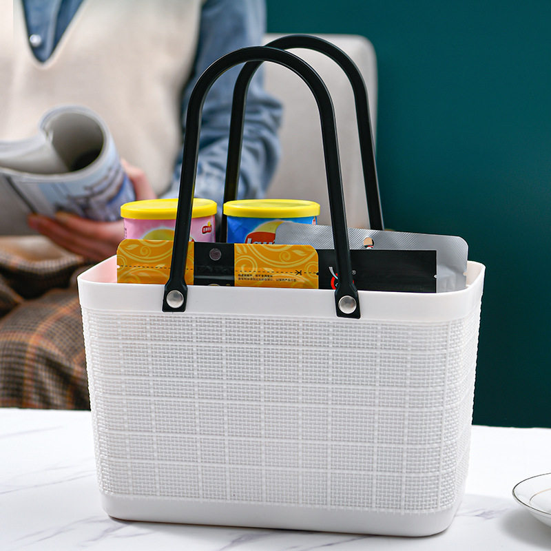 New hand gift basket women's handbag shopping basket plastic laundry linen pattern storage basket fashion shopping basket