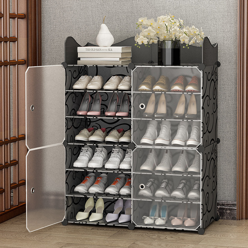 Simple Shoe Cabinet at Home Door, Economical Dust-Proof Storage Artifact, Space-Saving Indoor Good-Looking Shoe Rack, Layered Base