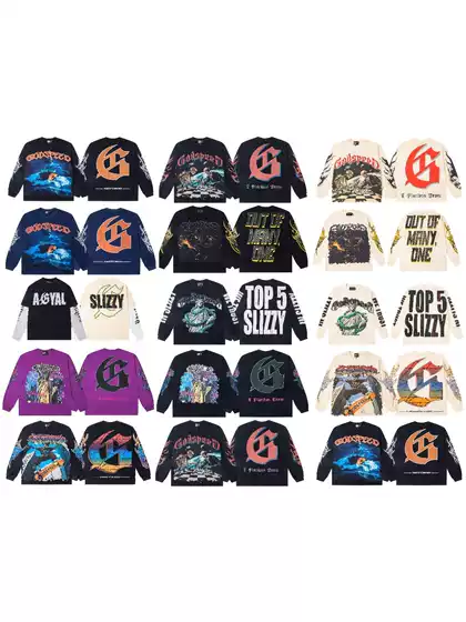 Cross-Border Beauty Trend Godspeed New American Street Hip-Hop Printed Retro Cotton Casual Long-Sleeved T-Shirt