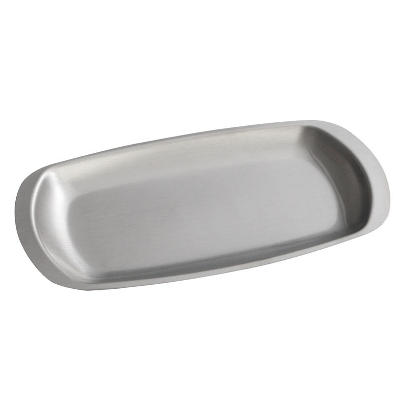 Korean Stainless Steel Towel Tray Dessert Tray Barbecue Plate Internet Celebrity Western Food Plate Golden Rectangular Tray Cooking Tableware