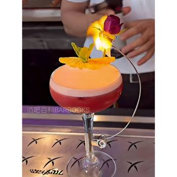 Bar Encyclopedia Flame Rose Wine Glass Internet Celebrity Fire Burning Rose Cocktail Glass Molecular Cuisine Decorative Clip Cup