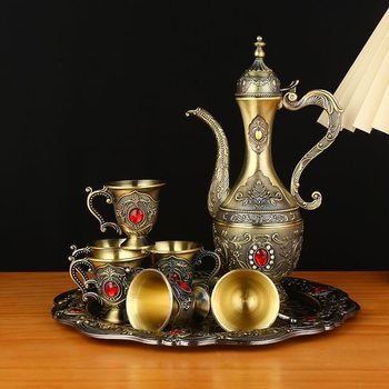 Factory Wholesale Cross-border Trade Southeast Asia Liquor Glass Wine Dispencer Household Small Wine Glass Bronze Wine suit