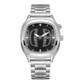Silver shell black surface