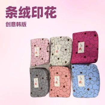 Korean Corduroy Printed Coin Purse Women's Mini Fabric Coin Bag Key Storage Cute Small Bag New Fashion