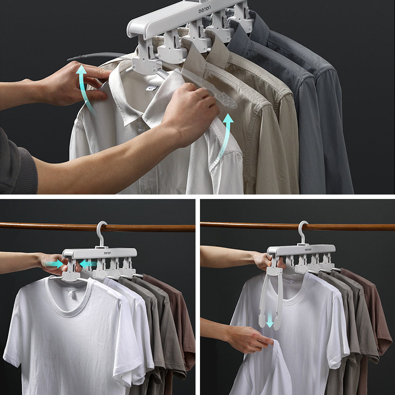 Multi-functional Clothes Hanger Household Wardrobe Storage Artifact Seamless Clothes Support Clothes Hook Dormitory Student Folding Clothes Rack