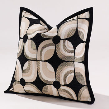 Modern Simple Living Room Sofa Pillow Case Chenille Jacquard Cushion Cover Model Room Hotel Bedside Pillow Backrest