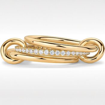 Amazon New Stacked Cubic Zirconia Ring 18K Gold Thick Glossy Gold and Silver Double Ring in stock