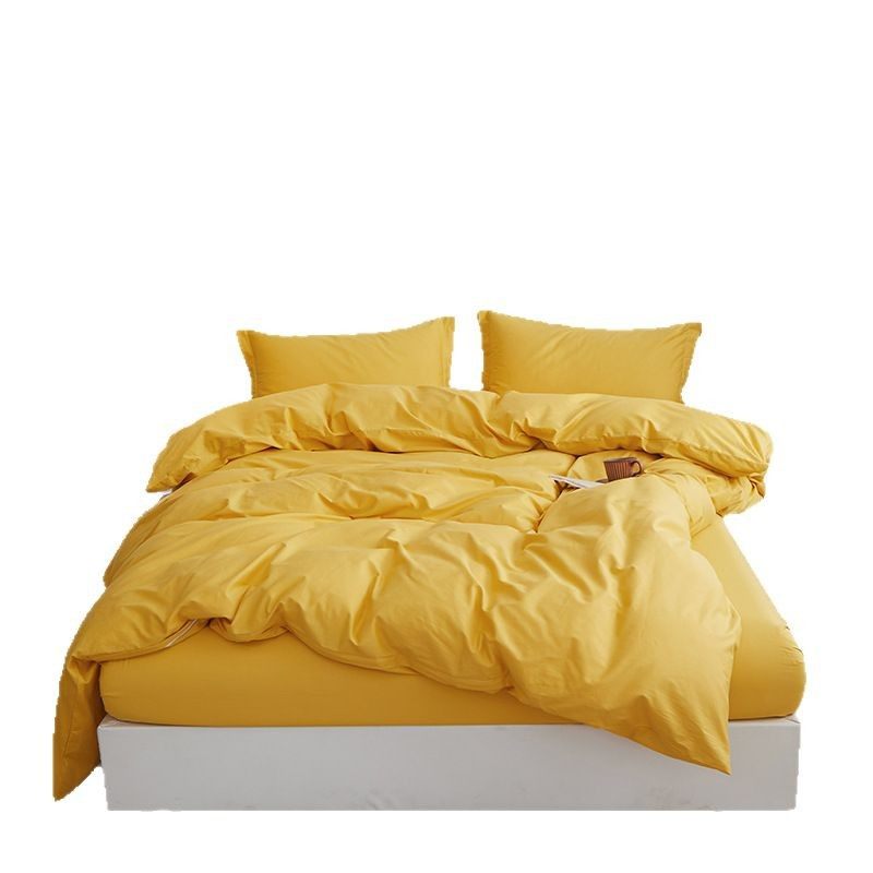 Pure Cotton Bed Four-Piece Set 60-Count Pure Color Bed Sheetss Pure Cotton Quilt Cover Student Dormitory Three-Piece Set Bed Bed Sheets Quilt Cover Wholesale