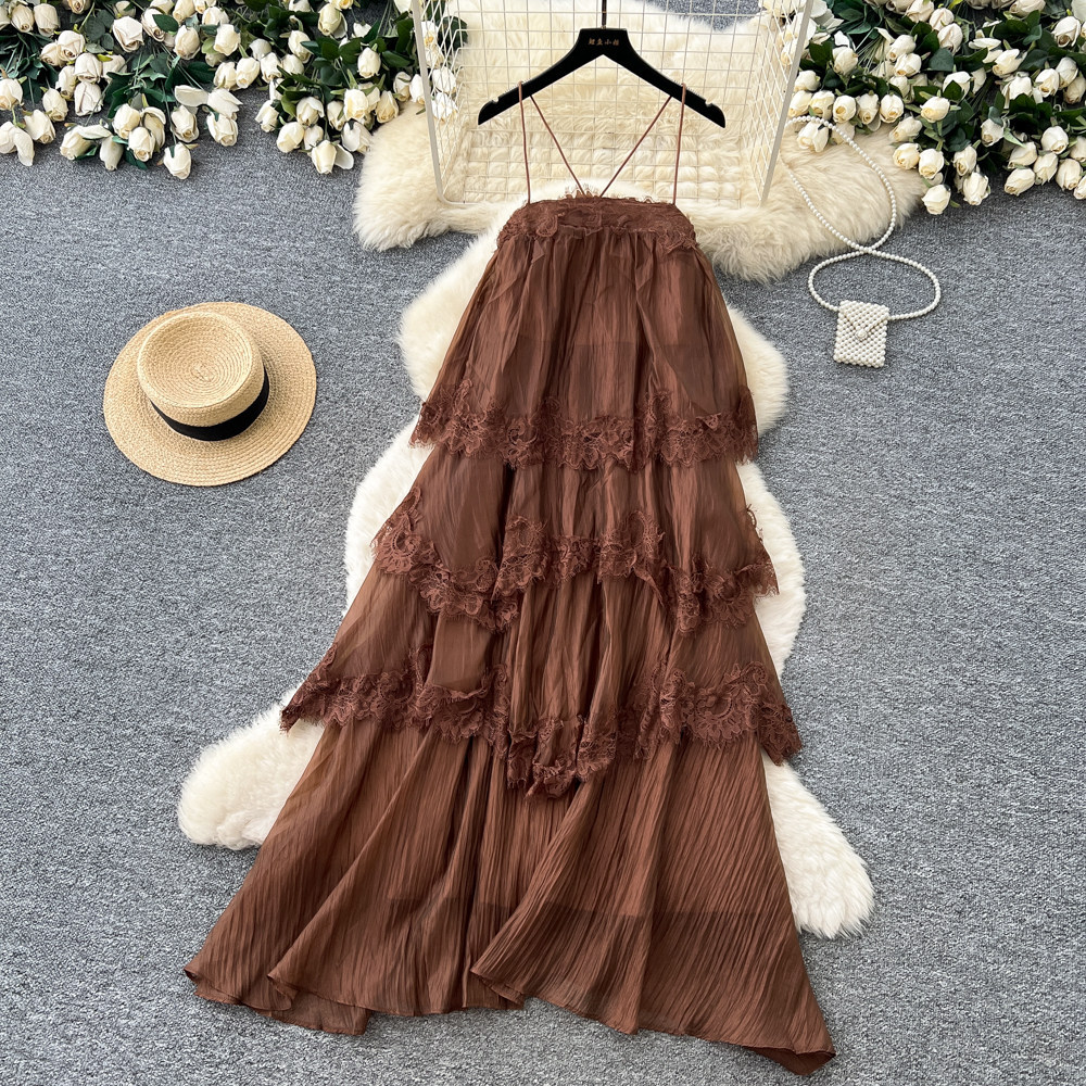 Sleeveless Lace Slip Dress French Style Backless Flattering Fit Summer Vacation Wholesale Available