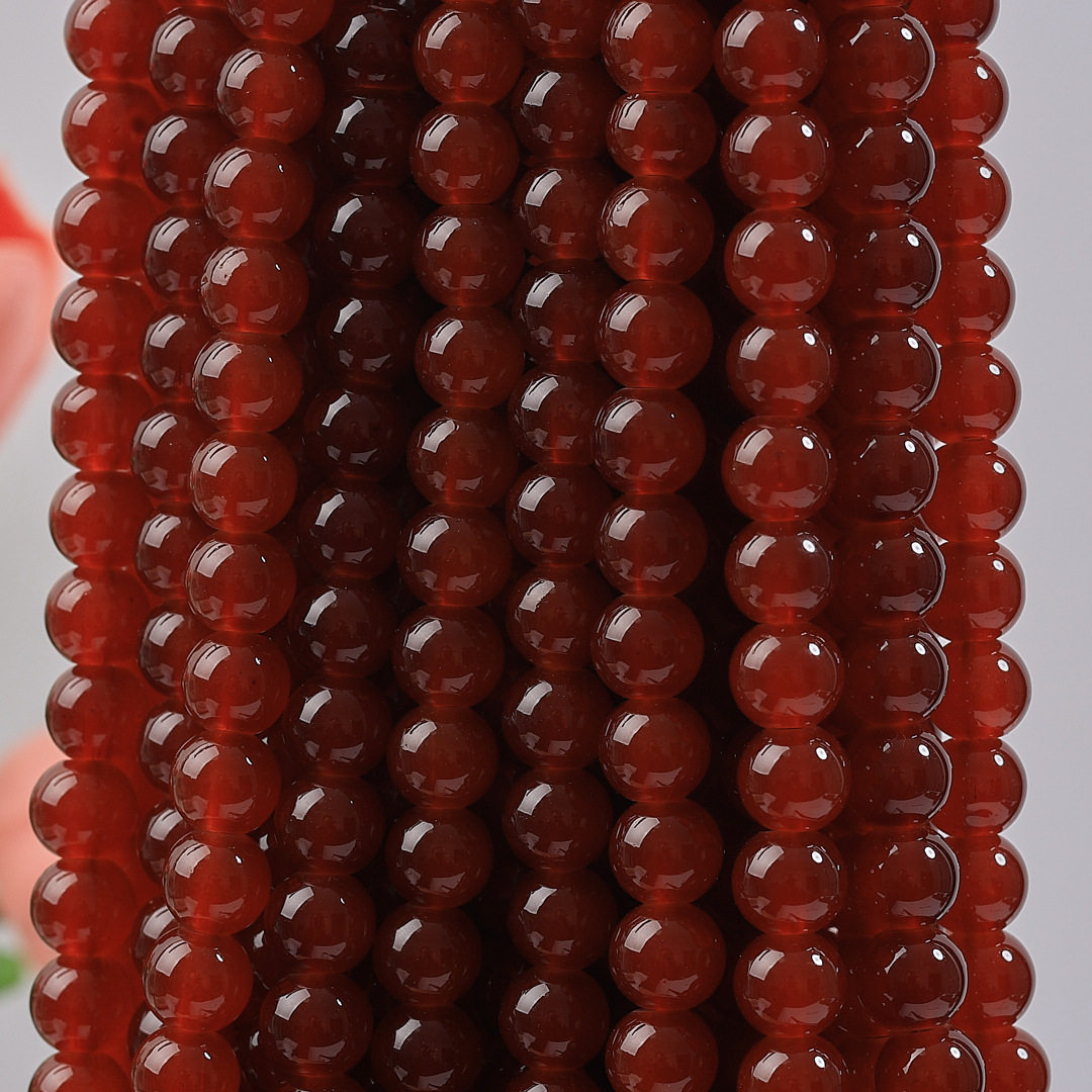 玻璃仿玉圆珠纯色散珠手工diy玉髓手链项链散珠子琉璃珠饰品配件