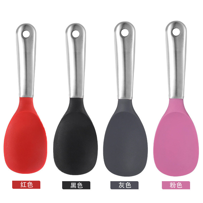 304 Stainless Steel Handle Silicone Rice Spoon Kitchen Rice Cooker Spoon Rice Spoon Non-Stick Rice Silicone Kitchen Utensils