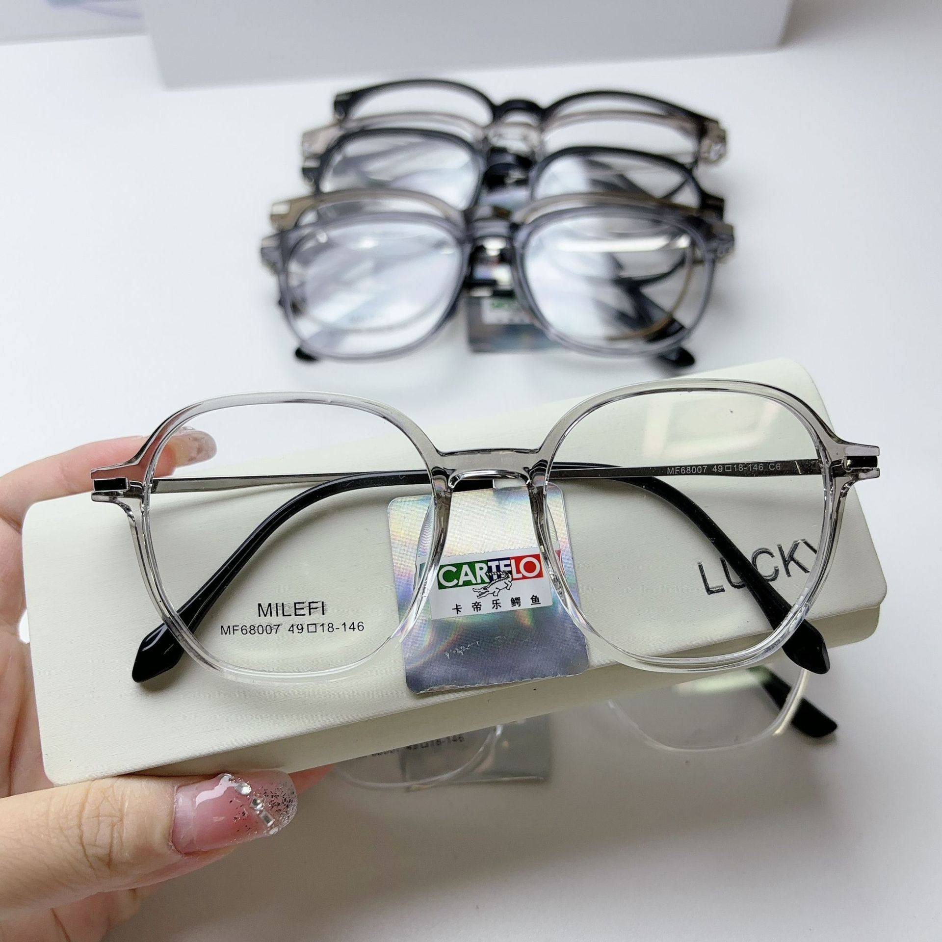 Gold-Plated Ultra-Light Pure Titanium Myopia Glasses Frame, Trendy Retro Plain Oval Polygonal Gradient Plain Lens Eyeglass Frame