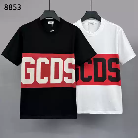 8853 Wide GCDS Letter Printed New Short-sleeved T-shirt Men's Loose Top Cross-border Round Neck Base Shirt