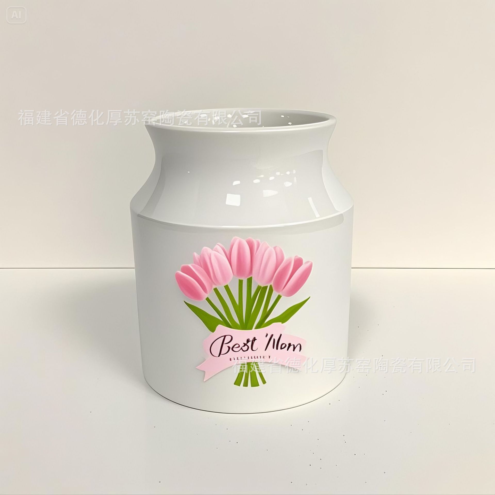 Customized Burgundy Ceramic Spatula Storage Jar Export Export Mother's Day Tulip Pattern Chopstick Barrel Shovel Holder