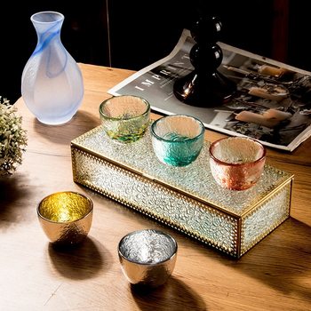 Japanese Style Colorful Glass Sake Cup Small Tea Cup Household Kung Fu Tea Cup Master Transparent Thickened Fruit Wine Cup