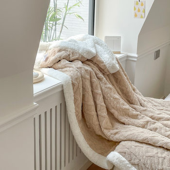 Class A High-weight Double-layer Thickened Blanket Quilt Cover Dual-use Solid Color Milk Tafu Arctic Fleece Four-piece Pillowcase Dormitory