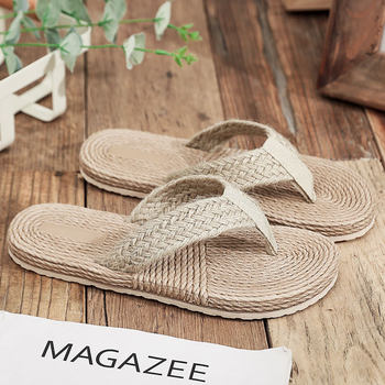 2022 imitation straw travel hemp bottom women's sandals Korean fashion outdoor flip flops fashion beach flat heel flip-flops women's slippers