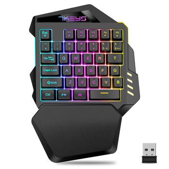 Wireless One-Handed Gaming Keyboard 2.4g Rechargeable Rgb Lighting Left-Hand E-Sports Gaming Keypad Source Factory