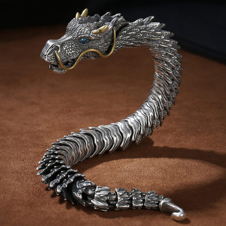 Wu Lin new dragon bracelet men's retro domineering trend men's bracelet keel cold wind advanced sense factory direct silver