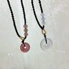 Strawberry Crystal peace buckle necklace pendant white agate peace buckle necklace white chalcedony pendant clavicle chain jewelry girlfriends