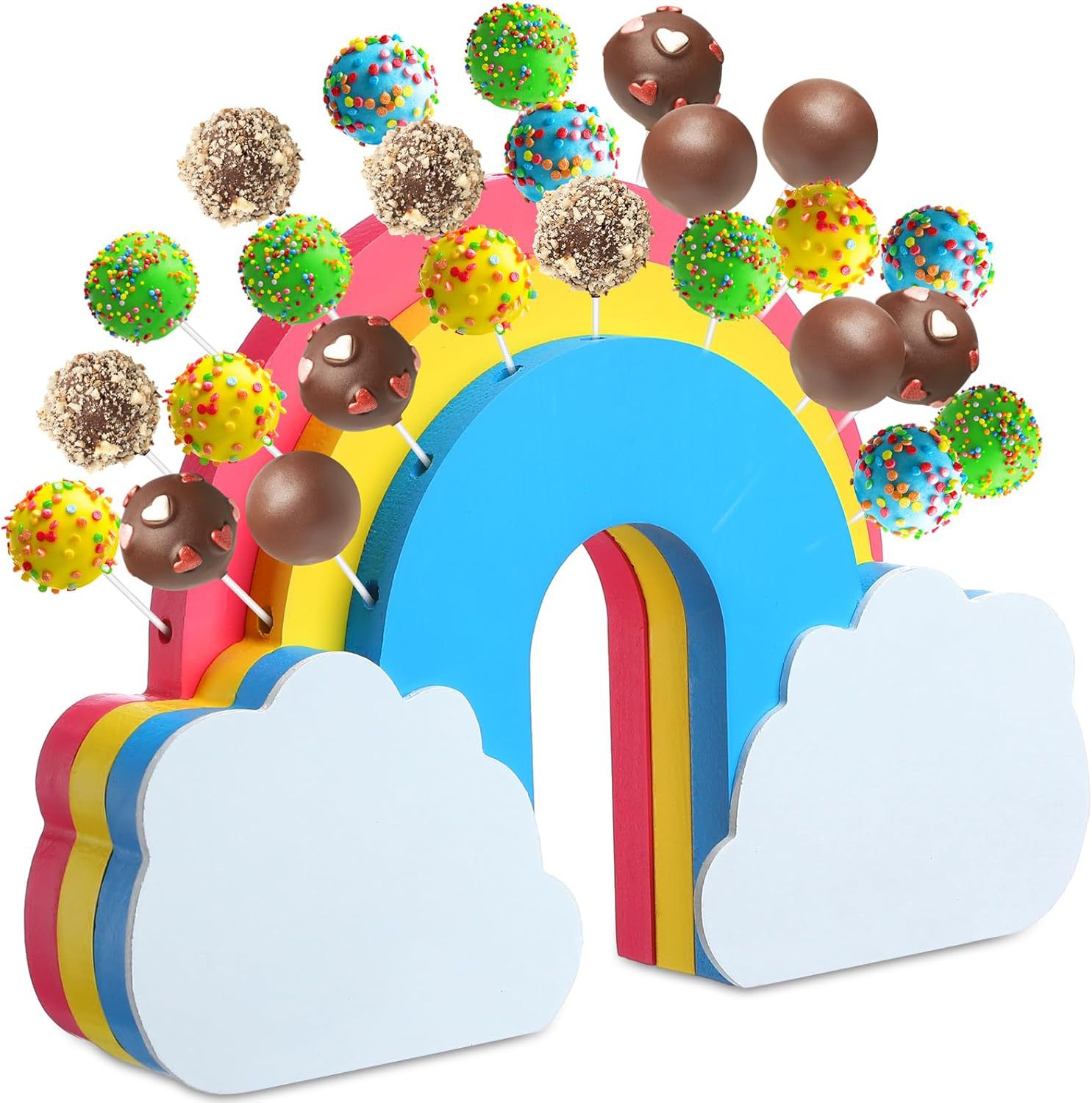Wooden Lollipop Storage Rack Kidsren's Birthday Party Rainbow-Shaped Candy Storage Display Rack Desktop Candied Hawthorn Rack