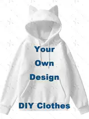 [Dz Style] 300g Air Layer Cat Ear Zipper Hoodie with Fine Detailing, Personalized Plus Size Women's Clothing