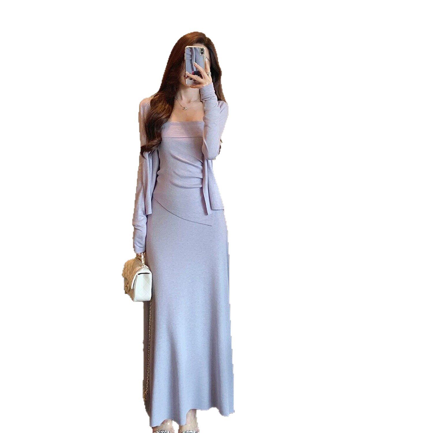 巨好看的早春漂亮韩系小套装清冷富家千金穿搭气质连衣裙子女秋季