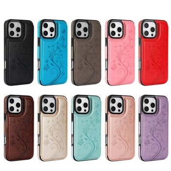 Suitable for Iphone17 Mobile Phone Leather Case Dieilianhua Embossed Double Buckle Apple 16 Card Holder 15/14 Protective Case