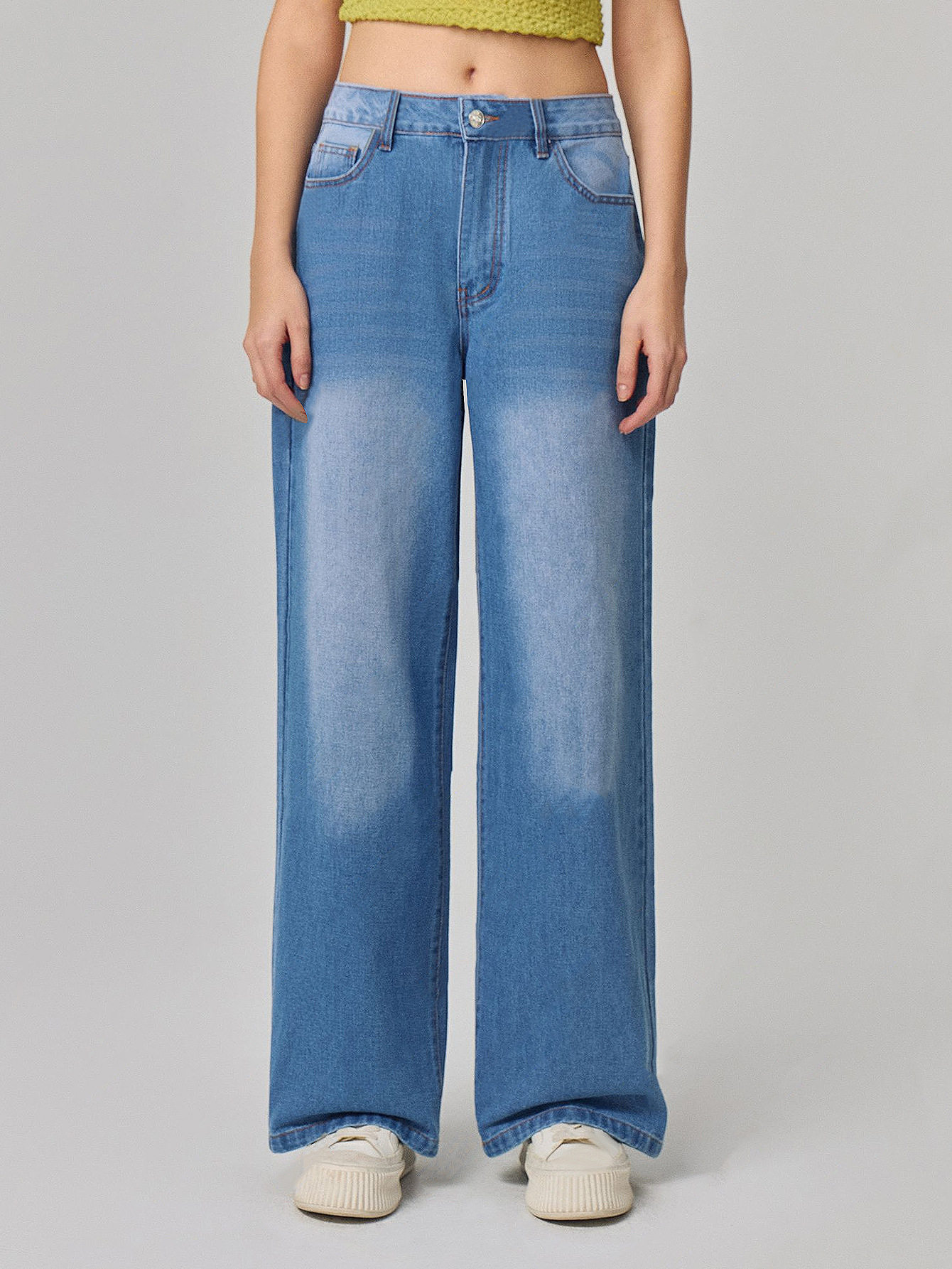 Wide Leg Denim Trousers Casual Style European and American Fashion Comfortable Fit Wholesale Available