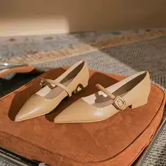 19606 fashion new French pointed toe shallow mouth creamy-white flat women's single-layer shoes black not tired women's single-layer shoes