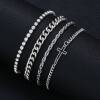 European and American Cross-Border New Style Personalized Cross Zircon Bracelet Hip-Hop Fashion Simple Multi-Layered Twist Bracelet Four-Piece Set
