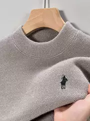 Middle-aged men's fleece-lined thick sweater winter new warm fashion half high collar sweater base coat wholesale
