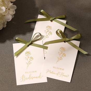 Amazon Hot Wedding Season Combination Bridesmaid Wedding Accompanying Gift Tag Ribbon Label Bronzing Listing Proposal Card