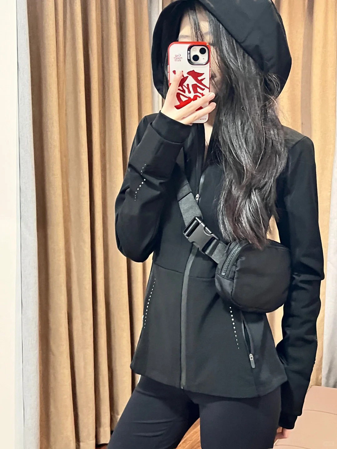 Rush Clothes Women's Autumn and Winter Lining Warm Soft Shell Hooded Mountain Waterproof Windproof Yoga Jacket Slim-fit Jacket Sports