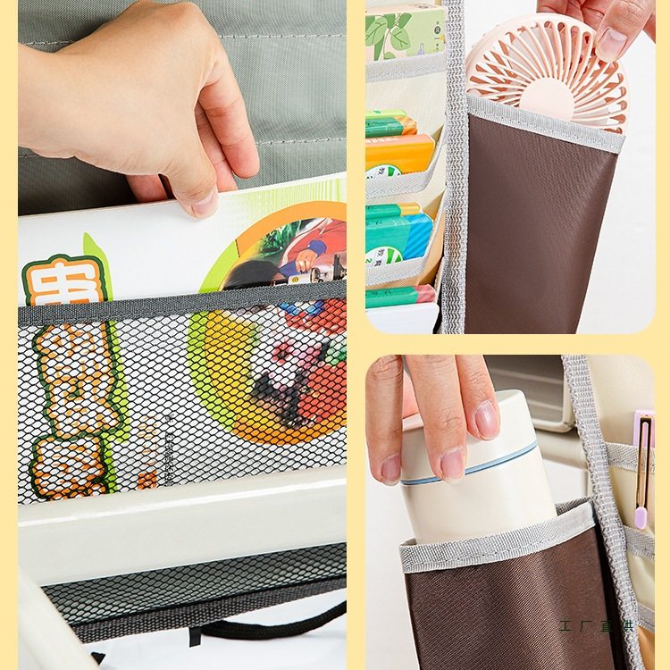 Hanging Book Bag Transparent Thickened Large Capacity Oxford Cloth Middle School Student Desk Book Hanging Bag Zipper Door Bookshelf Classroom Desk