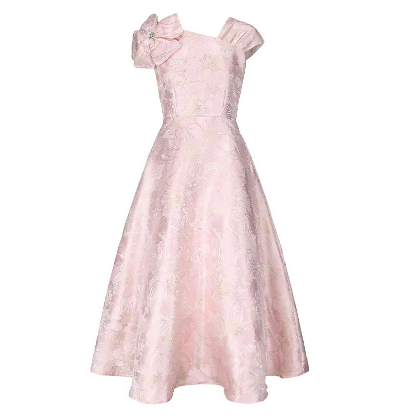 French Embroidered A Line Dress 3D Floral Design High Waist Elegant Summer Style Perfect for Work or Casual