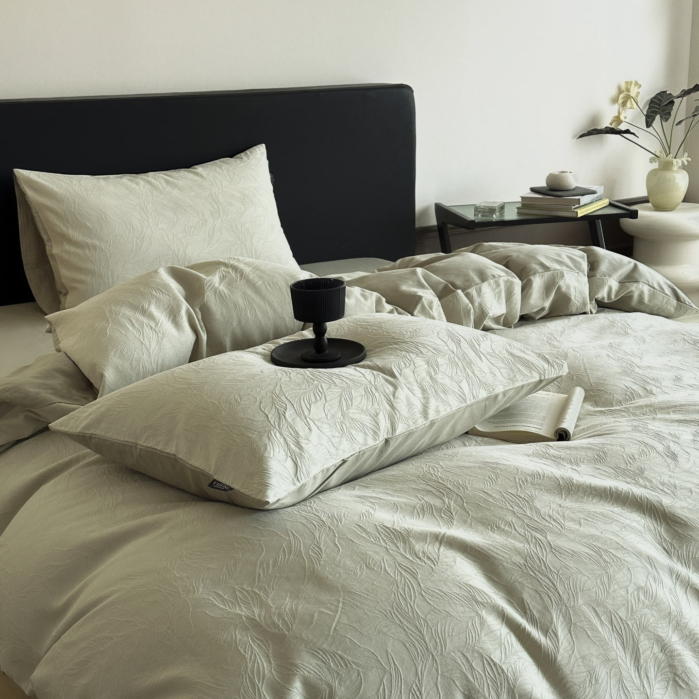 Class a 60-Count Yarn-Dyed Jacquard Cotton Four-Piece Set Simple Plain Cotton Bed Bed Sheets Quilt Cover Three-Piece Bedding Set 4