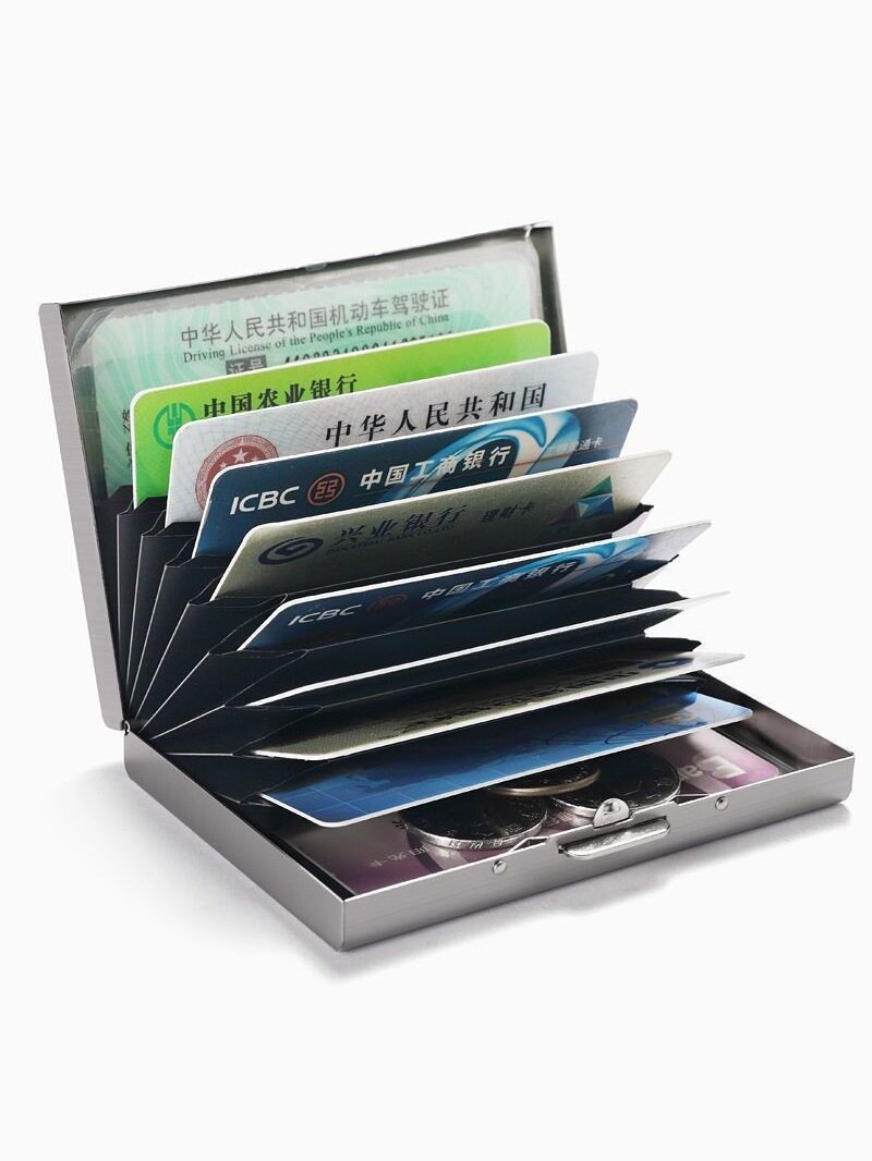 Suitable for 10 cards Stainless steel card holder for men and women, anti-degaussing, anti-theft, bank card holder, card holder