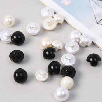 Plastic High-Footed Pearl Buttons, Mushroom Buttons, Shirt, Sweater, Coat Buttons, Semi-Circular Black and White Decorative Buttons