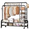 Thickened Clothes Hanger Floor-Standing Vertical Bedroom Clothes Rack Indoor Multi-Layer Coat Rack Clothes Drying Rack Balcony Home