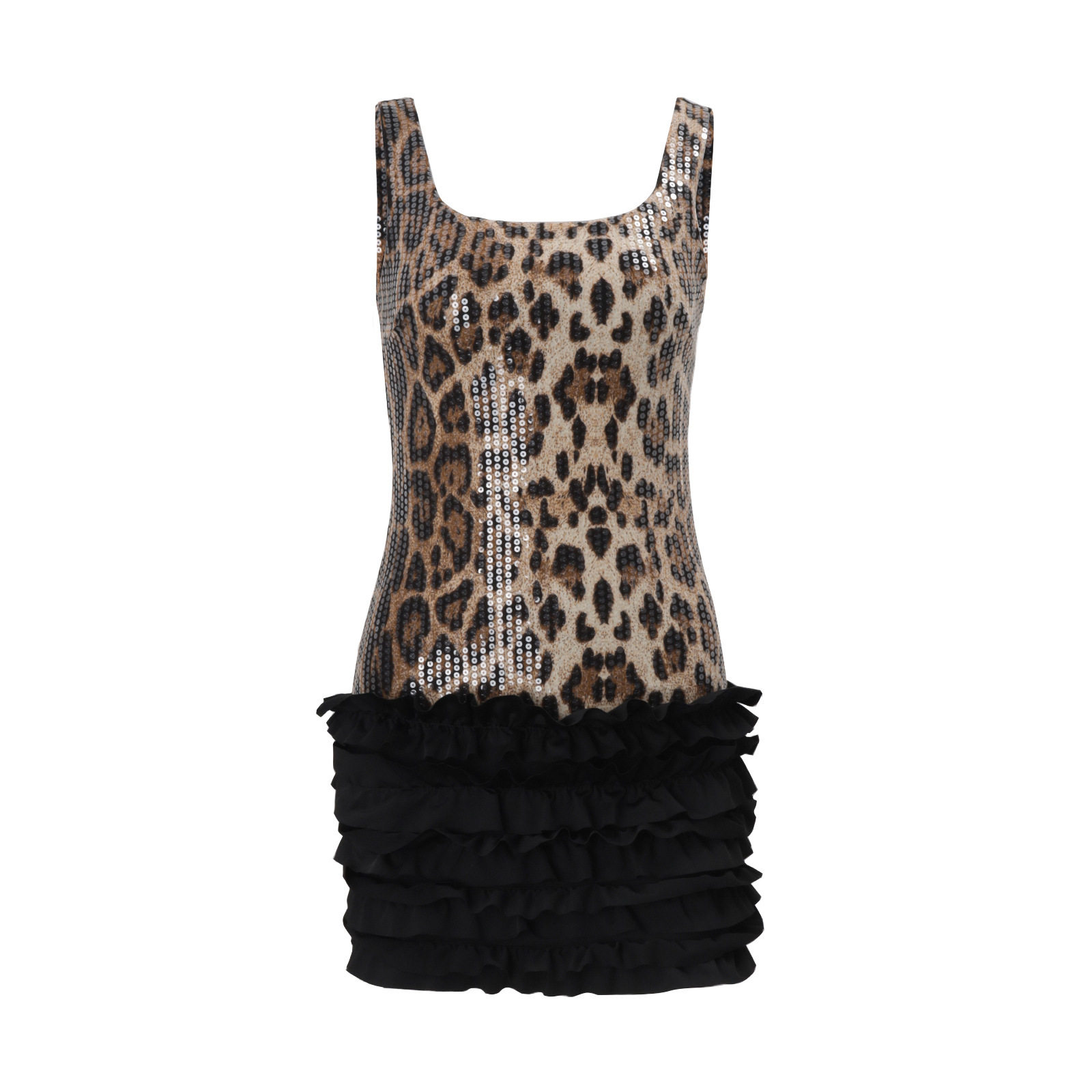 Sequin Graffiti Cake Dress Sexy U Neck Flared Silhouette Autumn Fashion Wholesale Womens Apparel