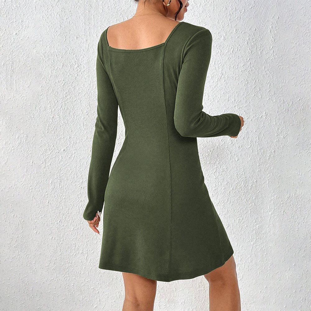 Elegant Womens Dress Minimalist Style Square Neckline Short Length Spring Summer Occasion Wholesale Available