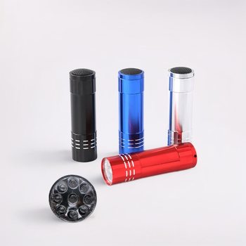 9-Light Aluminum Alloy Mini Flashlight Portable 3-Section Aaa Dry with No. 7 Battery White Light Gift 9Led Flashlight