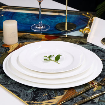 Jingdezhen bone china pure white western food plate cold dish flat plate shallow plate household commercial hotel buffet ceramic
