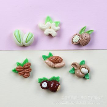 Simulation mini food play nuts walnut pistachio diy resin accessories cream glue nail hairpin hair accessories material
