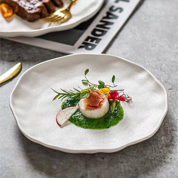 Steak Plate Ceramic Plate Household Set Advanced Sense Tableware Spaghetti Plate Round Plate Commercial Western Food Plate Dish Plate