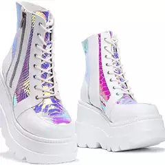 Independent station 2023 Amazon autumn and winter new high-top muffin shoes women's color matching lace-up large size European and American women's shoes