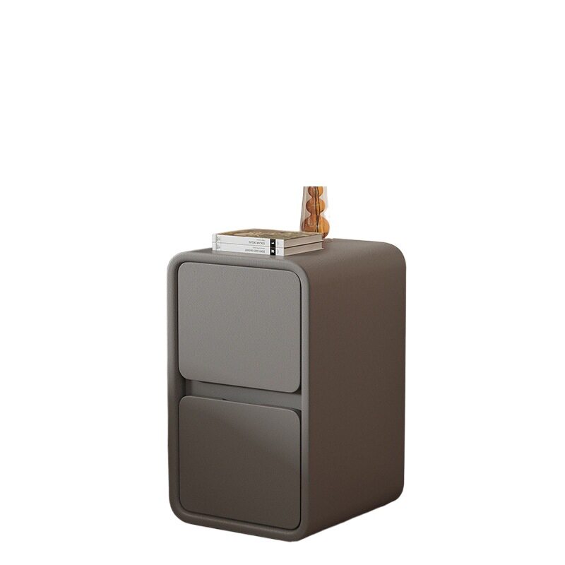 Cream Style Bedside Table Simple Modern Solid Wood Leather Bedside Table Small Ultra-Narrow 20cm Normcore Mini Storage Cabinet